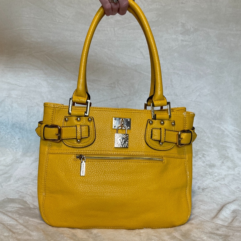 Used Anne Klein Yellow Leather Bag